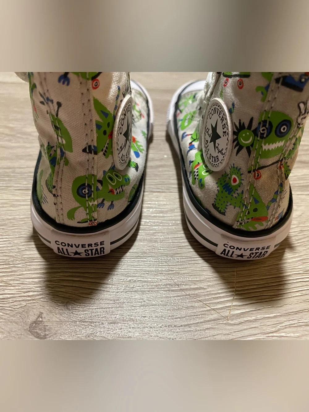 Converse High Tops ~ Infants Size 6 ~ Grey with Green Monsters